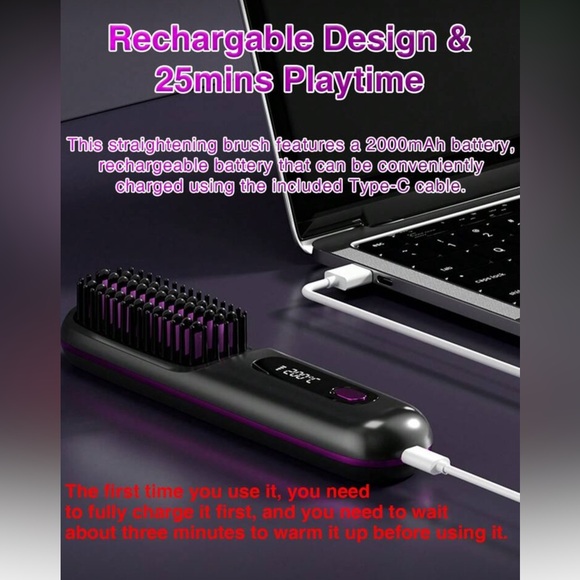 Hair Straightening Brush Portable - Picture 6 of 8